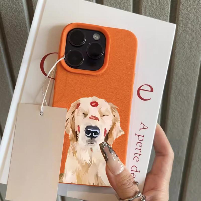 

Cute Golden Retriever Red Lip Print Phone Case For iPhone 17 16 15 14 13 12 11 Pro Max X XS XR Plus Air Shockproof Bumper Cover iPhone XR