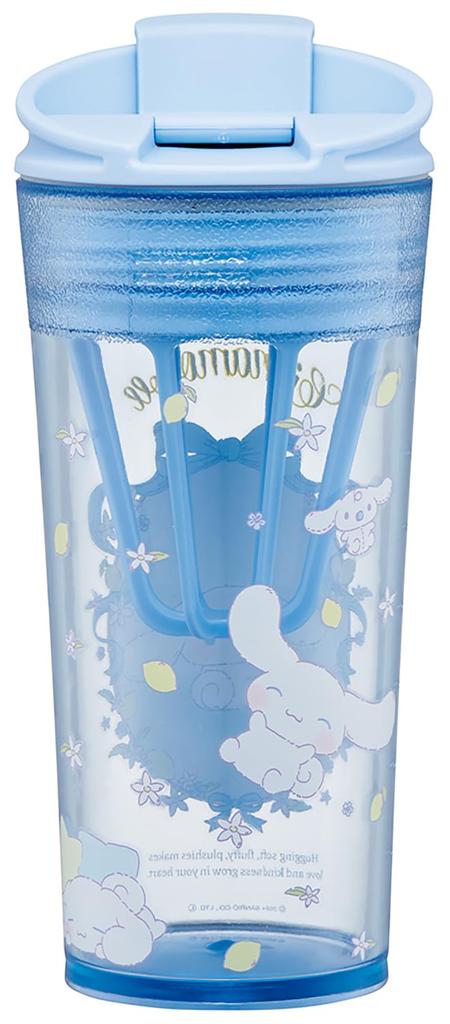 Skater Tumbler with with Flap and Memory Sanrio Cinnamoroll Plush Hug Shaker, 420ml, Stick, PTBFS4-A