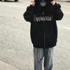 Women Gothic Embroidered Zip Up Hoodie Casual Loose Long Sleeve Sweatshirt Retro Couple Fashion Devil Hooded Autumn Winter