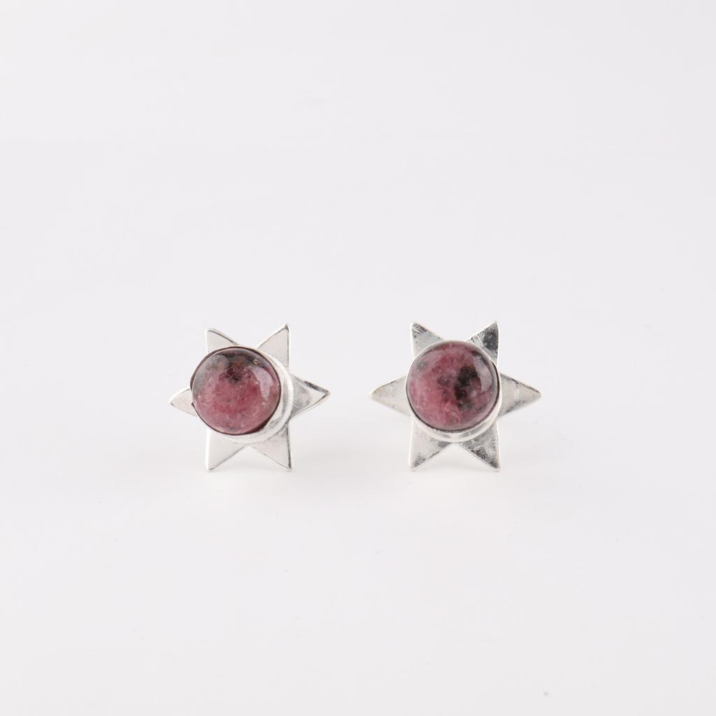 Natural Black Rhodonite Gemstone 925 Sterling Silver Jewelry Stud Earrings 0.44" EE-175-28