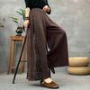 Women's Ethnic Retro Jacquard Wide-Leg Pants, Spring 2025 - Loose, Slimming, Frog Button Patchwork Culottes