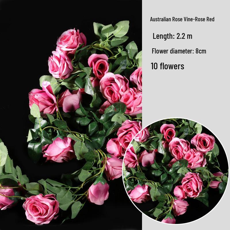 Artificial Rose Vine Wall Decor for Air Conditioner Pipes