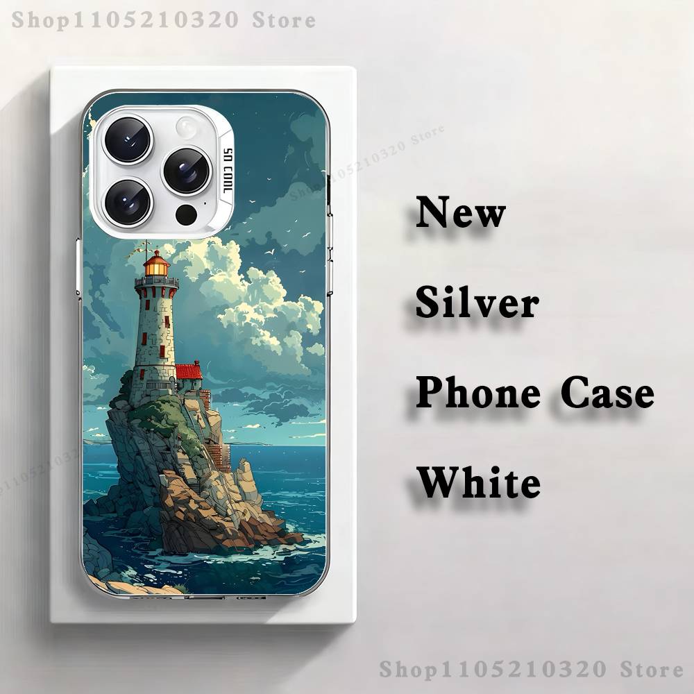 Lighthouse Anime Phone Case For iPhone 17,16,15,14,13,12,11,Pro,XS,Max,Plus,Mini,SE4,E White Matte Shockproof Cover