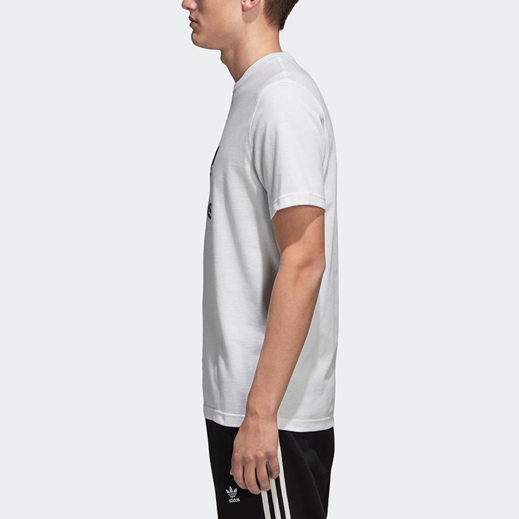 Adidas Originals Clover Letter Print Short Sleeve T-Shirt, Men Breathable Daily Sports Casual Tops White CW0710
