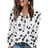 Women's Fashion V-Neck Button-Up T-Shirt With Floral Print Long-Sleeved Top