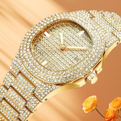 Herren Voll Diamant Damen Uhr Modisch Stilvoll Trendig Quarz Uhr Damen Uhr Mädchen Uhr Mode Schmuck