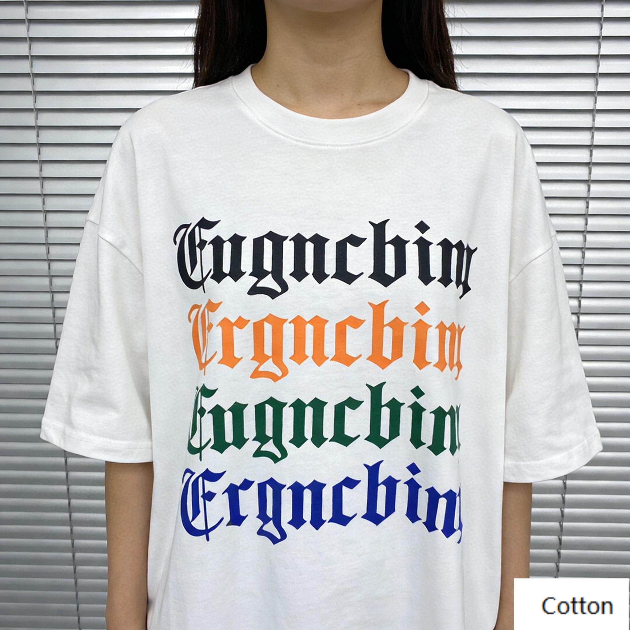 

Gothic Repeated Text Graphic TShirt Rainbow Color Gradient Print Pure Cotton Tee Vintage Streetwear Style Unisex To M