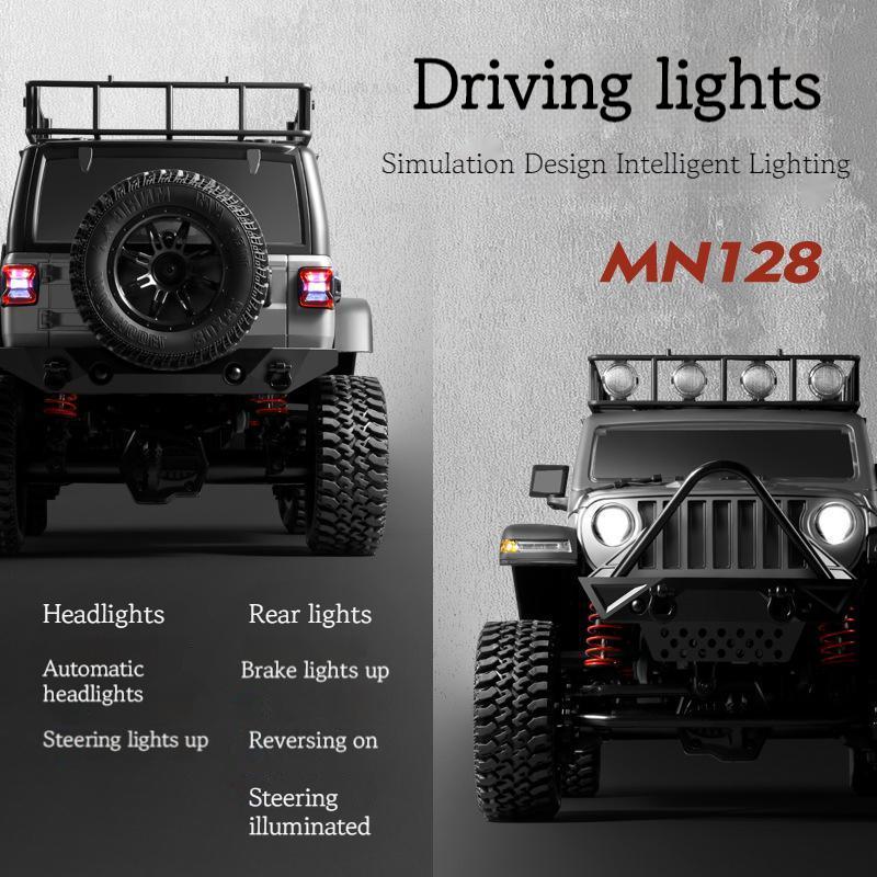 MN128 1/12 RC Car 4WD MN Model RTR 2.4G Remote Control Car Off-Road Climbing Vehicle LED Light 35min Working RC Toy As Kids Gift