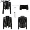 BITCED Women's Leather Jacket with Detachable Hem Spring/Autumn Coat Fashionable Casual Jacket