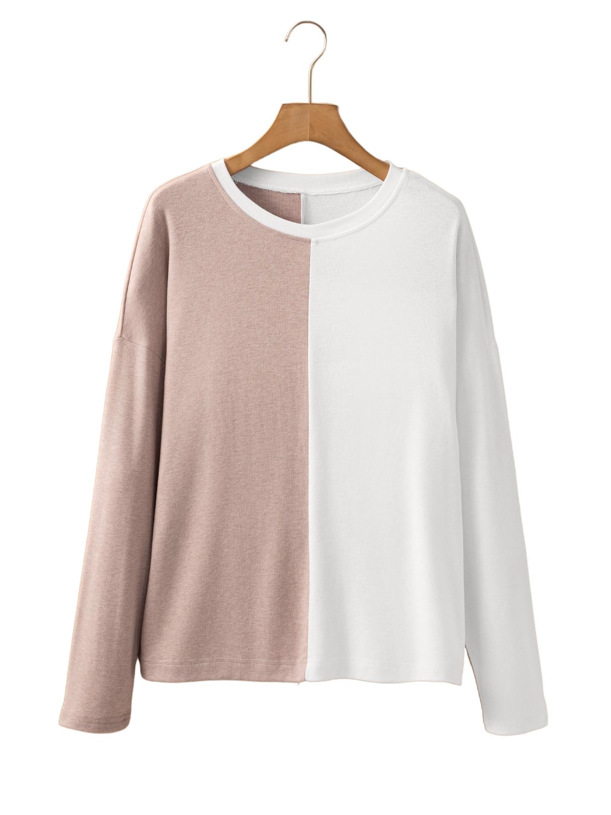 

Женский свитер с круглым вырезом и цветными блоками для осени: Повседневный, Универсальный и Свободный крой Extra Large хаки