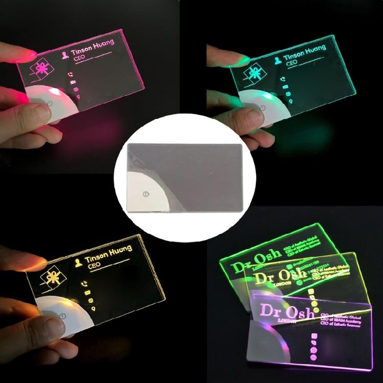 Pocket Sized LED Card Lamp Nameplate Light with Rainbow Effects for Business Professionals Transparent Name Tag Board