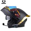 Casco de motocicleta abatible con Bluetooth y doble lente 3C Dot con auriculares M6 para todas las estaciones