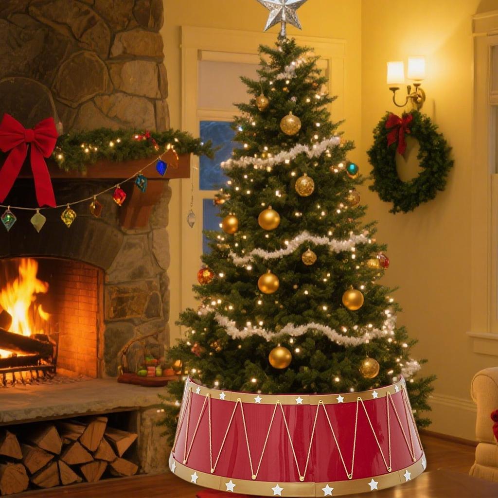 Tree Collar 65cm Artificial Christmas Tree Ring Basket Skirt Home Decor For Indoor Outdoor Living Room Fireplace Porch Patio