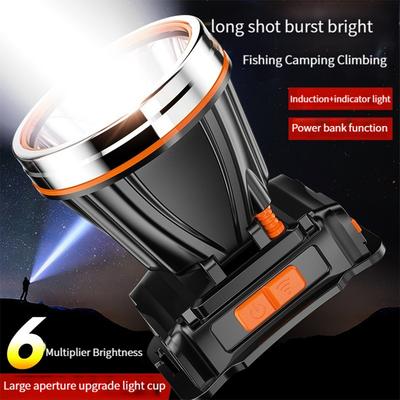 New Powerful LED Headlamp Type-C Rechargeable Headlight Fishing Outdoor Camping Head Lamp Built In 4000mAh Li-Battery Flashlight