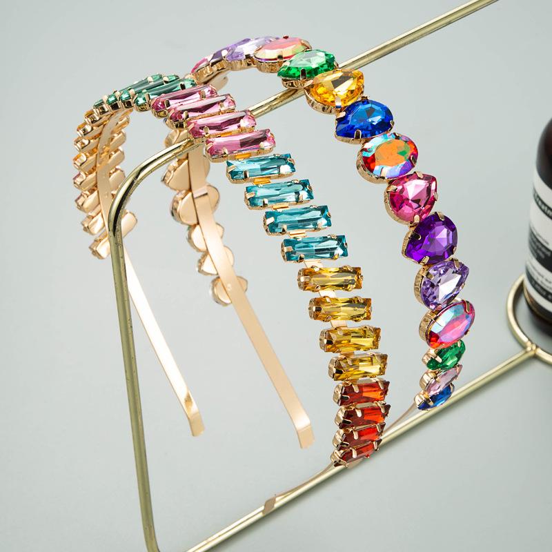 

Korean Style Colorful Rhinestone Thin Metal Headband: Trendy Mori Fairy Hair Clip