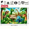 Bright Color Dinosaur Birthday Backdrop, Tropical Palm Tree Jungle Party Background for Birthday Photoshoot Wall Decor