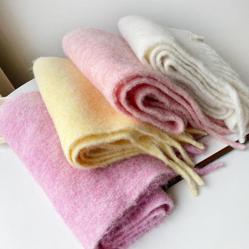 Autumn and winter wool hippocampus hair scarf women's versatile high-end sense thickened warm scarf solid color scarf shawl