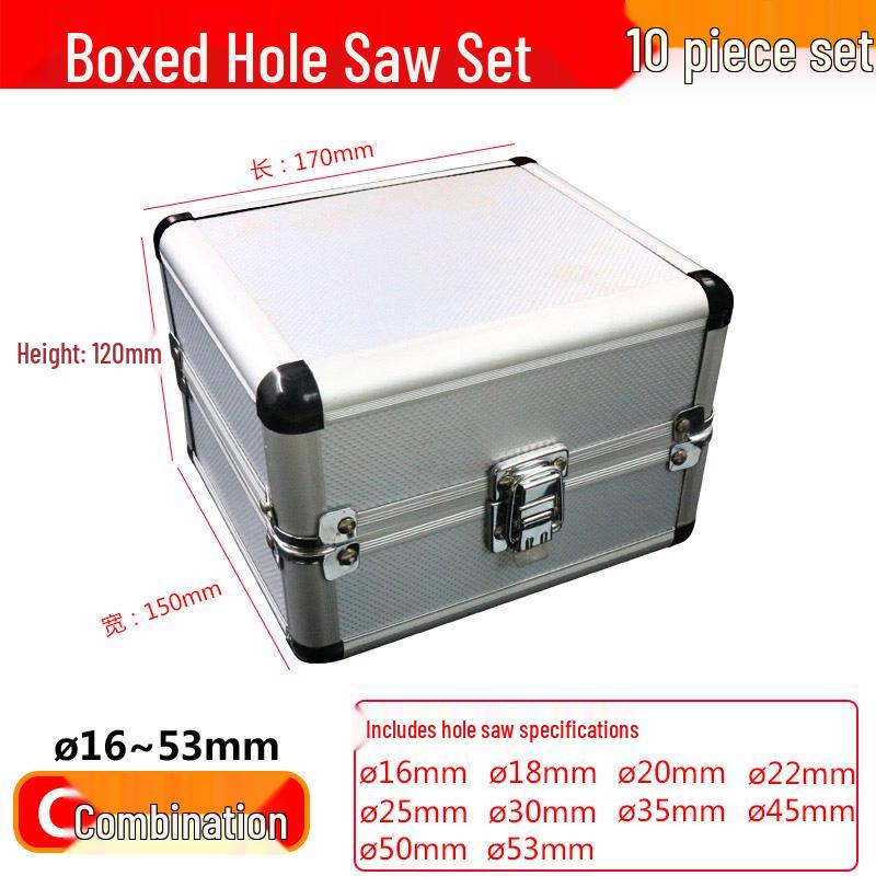 Carbide Stainless Steel Hole Saw Set, 16-Piece for Drilling Metal, Iron, Steel, Aluminum Alloy