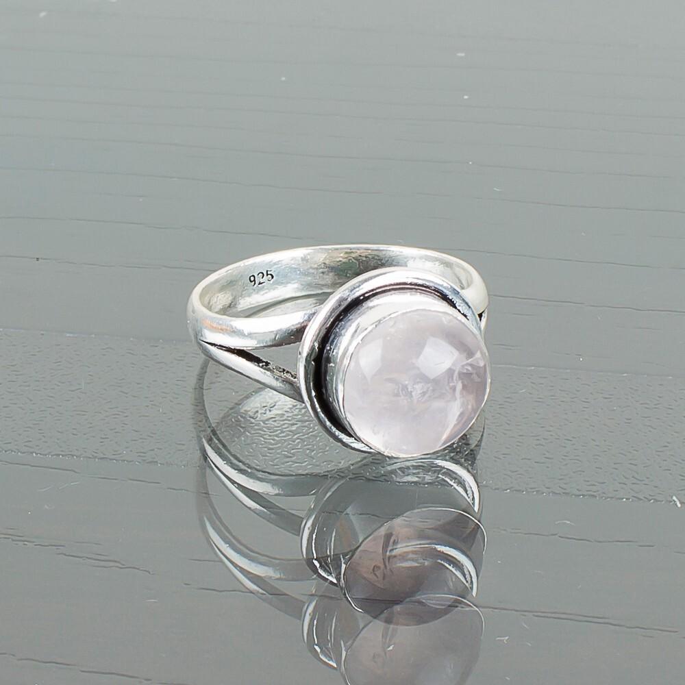 Rose Quartz Gemstone 925 Sterling Silver Jewelry Handcrafted Men's Ring For Gift RR-11-20