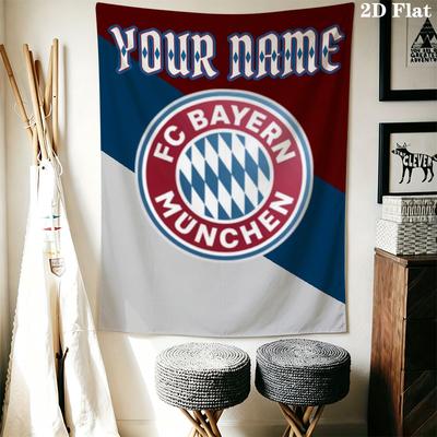 Niestandardowe Imię Bayern Monachium Gobelin Ścienny Estetyczna Dekoracja Ścienna Tkanina Drukowana Koc Dekoracyjne Gobeliny do Sypialni Salonu Wystrój Domu