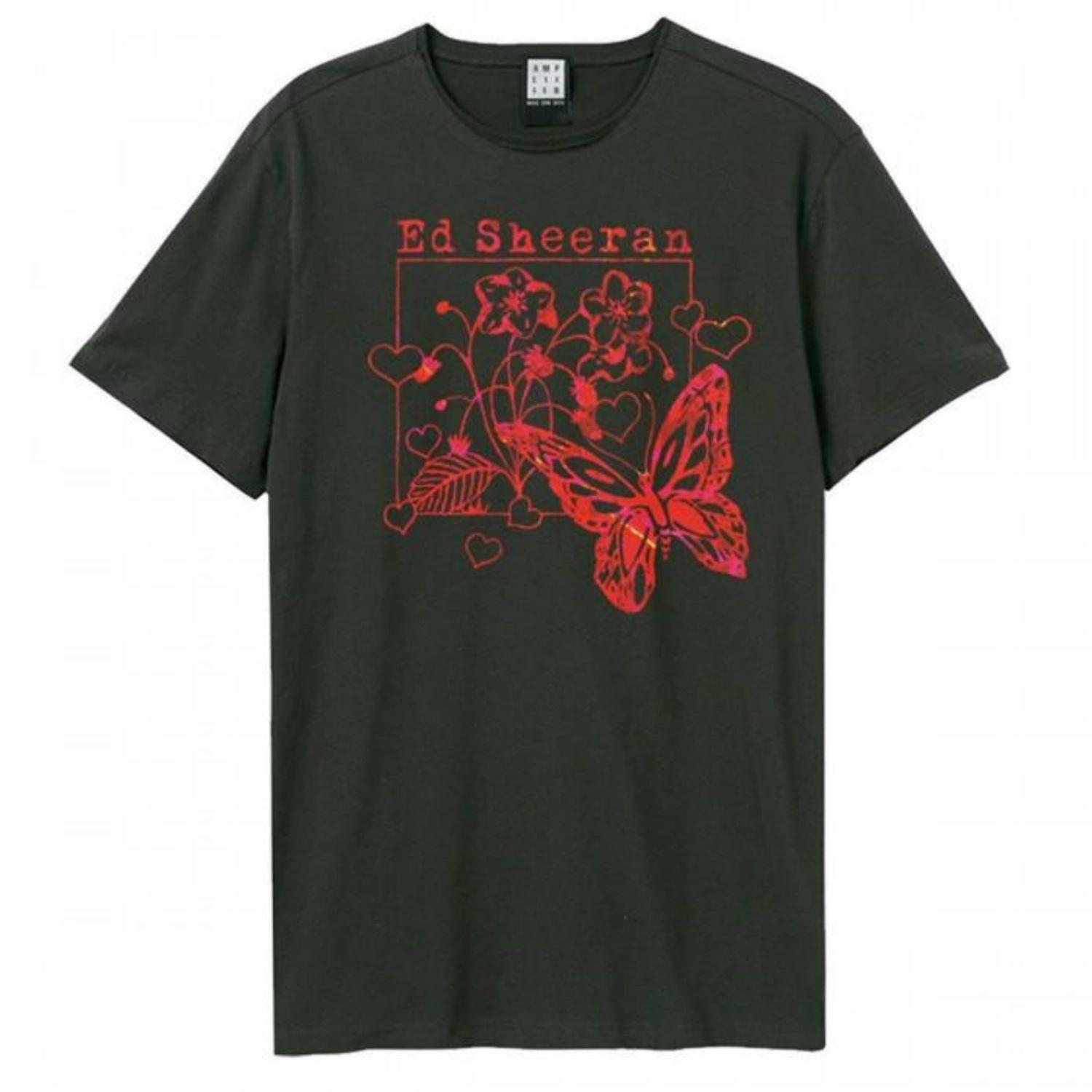 Amplified Unisex Adult Line Art Butterfly Ed Sheeran T-Shirt S