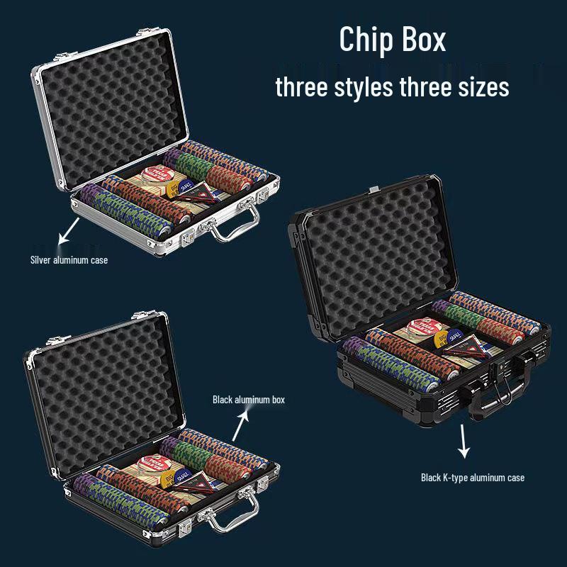 Aluminum Alloy Black K-Type Poker Chip & Chessboard Case