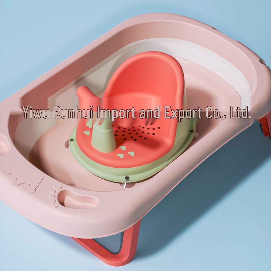 Silicone Baby Bath Seat Non-slip Stool with Cushion Pink Green