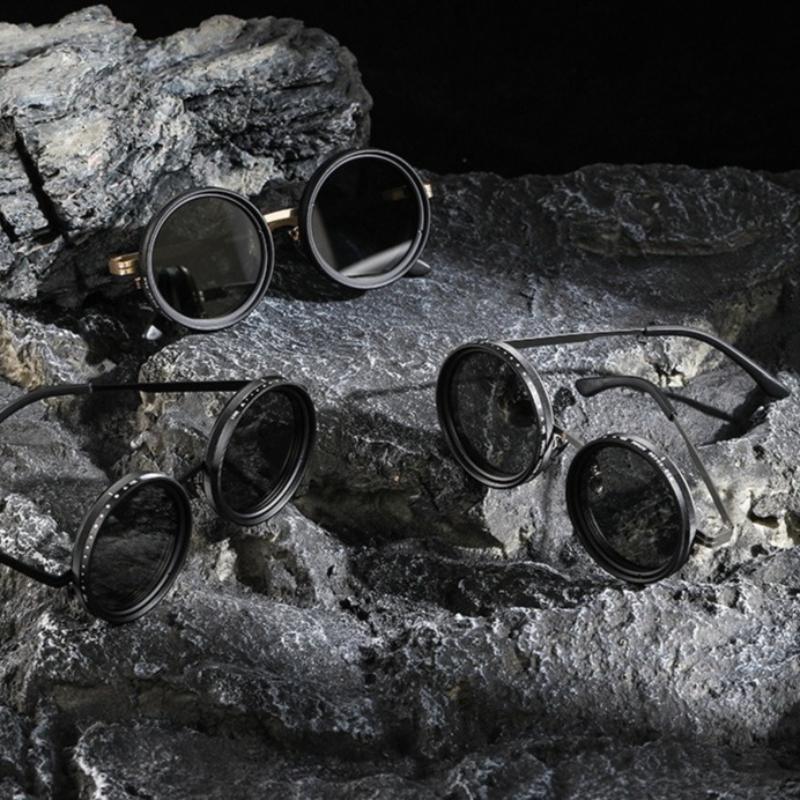 ND9 Adjustable Polarized Sunglasses Neutral Rotating Light Reducing Sunglasses Personalized Fashion Round Frame UV400 Sunglasses