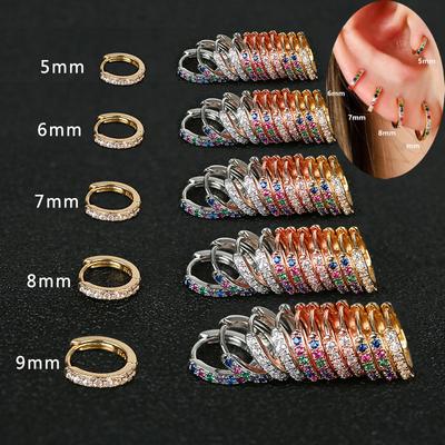 Charm Small Huggie Hoops Earrings for Women Cartilage Dainty Rainbow Cubic Zirconia Silver Color Ear Rings Fashion Party Jewelry