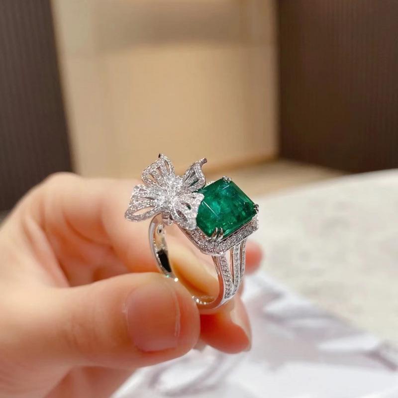 Emerald Gem Butterfly Ring - Adjustable, Trendy, Versatile, Cold Style Jewelry for Women Adjustable Opening
