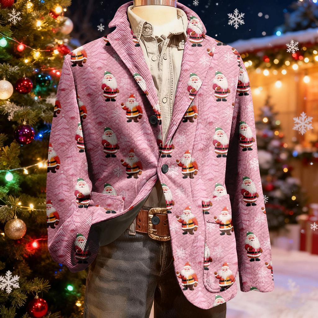 Herren Hässlicher Weihnachten Kord Warmtaschen Anzugjacke Strickjacke Herren Freizeitanzug