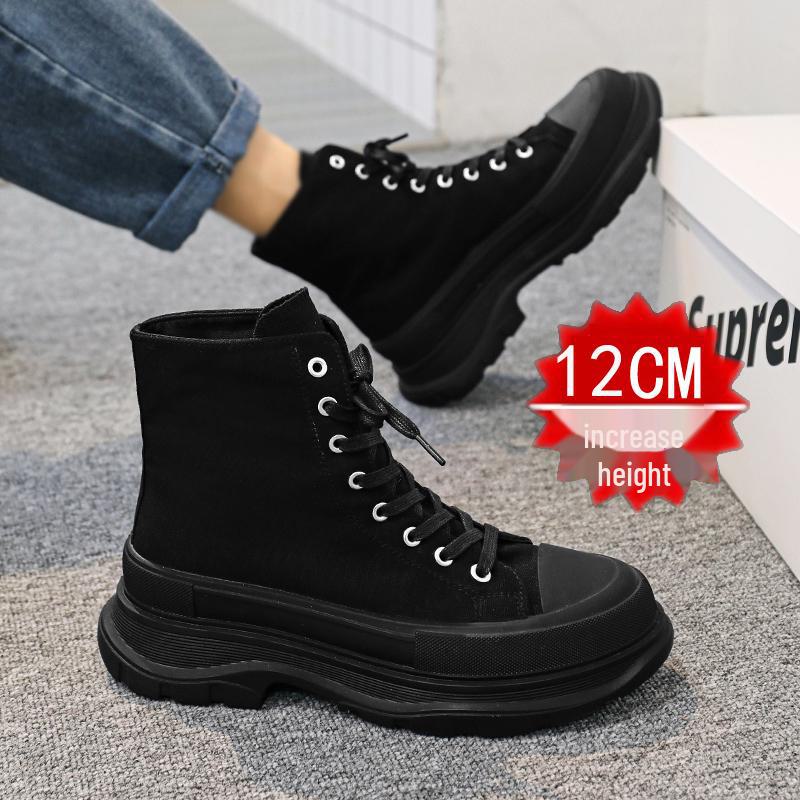 Unsichtbare, höhenverstärkende Herren-Sneaker: 12 cm High-Top, 10 cm lässiges Canvas, trendige Schuhe mit dicker Sohle, COS.