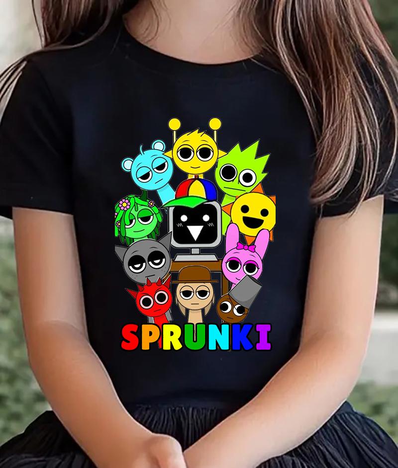 Sprunki Kids Tshirt Fashion Cartoon Figure Boys Girls Clothes Summer Round Neck Short Sleeve Tshirt Sprunki Childrens Clothing