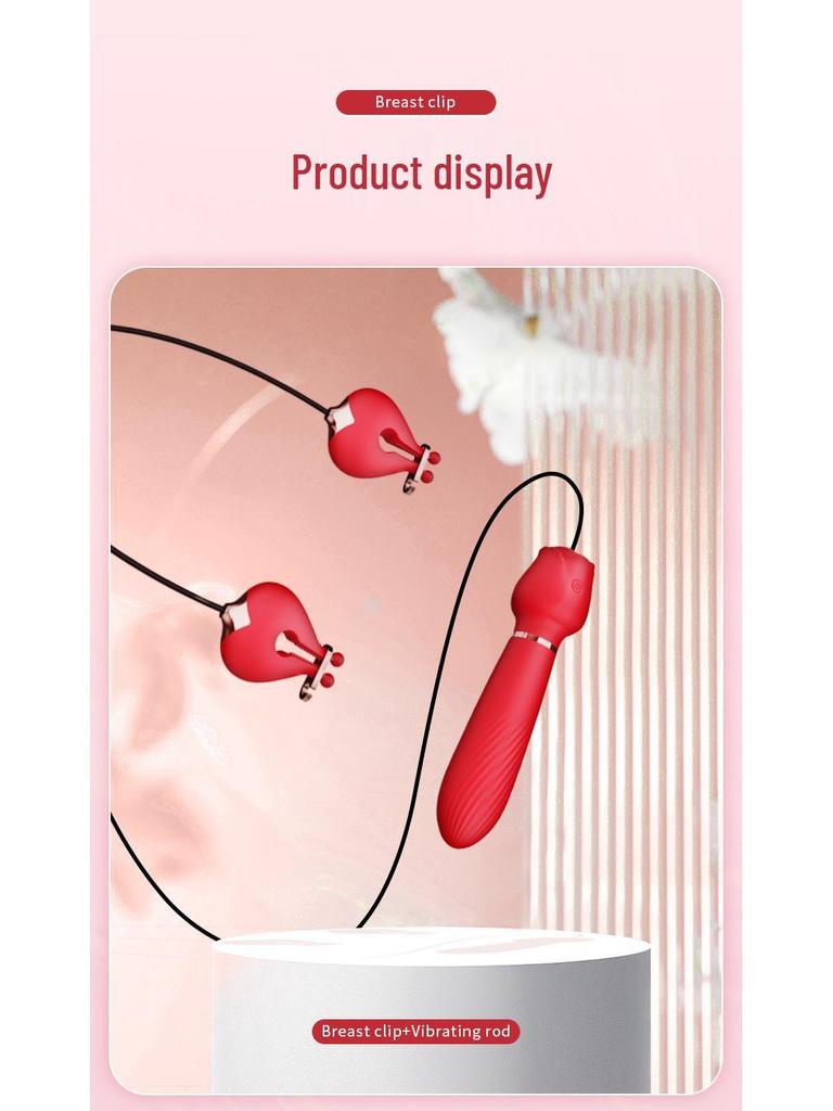 Różowe damskie wibrujące klipsy na sutki – Erotyczna stymulacja i wibrator do gry wstępnej