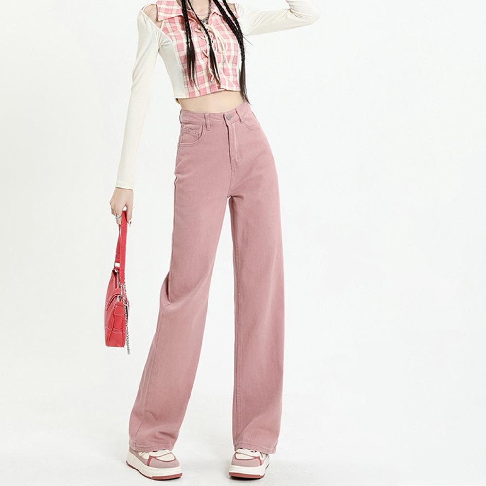 

Korean milk sweet age-reducing high-waisted jeans fashion versatile straight tube casual simple floor pants tide 2XL