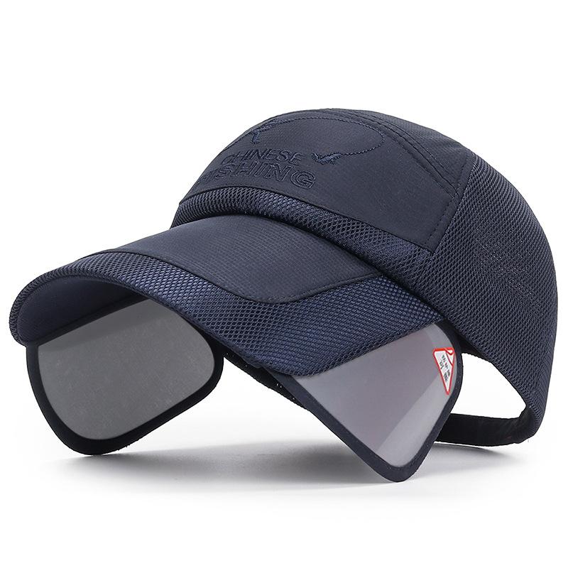 

Retractable Brim Mesh Baseball Cap Men Women New Summer Solid Sunhat Embroidered Sunscreen Snapback Caps Outdoor Fishing Hat