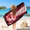 Cristiano Ronaldo Custom Beach Towel, Personalized Name Text Print, Football Logo Soft Quick‑Dry Towel Holiday Gift