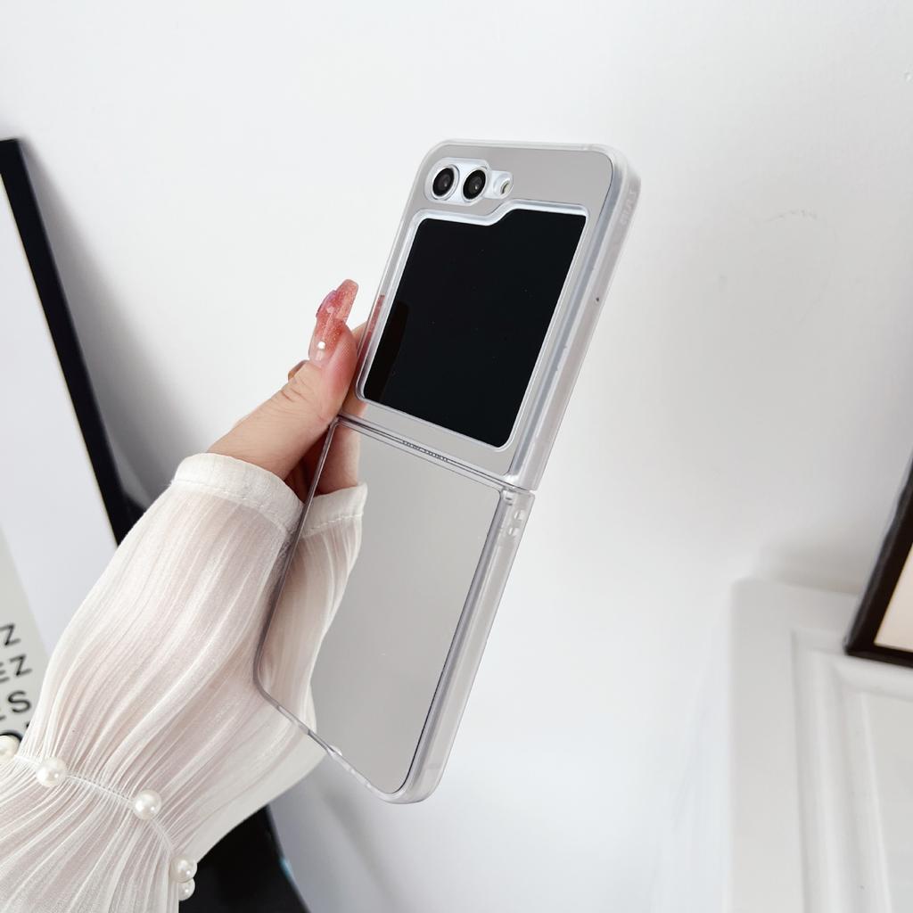 Luxury mirror applies to Samsung zflip7 mobile phone case folding screen Muse makeup mirror zflip6 anti-drop protective case