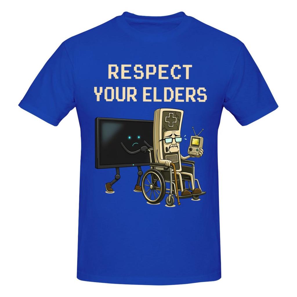 Unisex Respect Your Elders Gaming Control Retro Funny Gamer Retro T Shirt Vintage Big Size Oneck Cotton Sleeve Tshirt