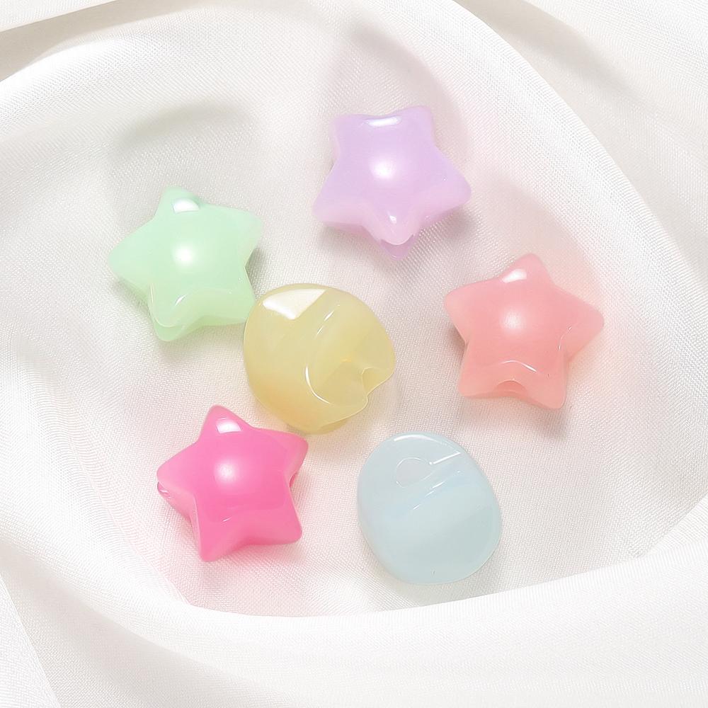 10pcs/lot Acrylic Jelly Colored Stars Shape Beads Bracelet Loose Beads For DIY Jewelry Making Necklace Craft Accessories
