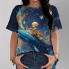 Women's T-shirt Casual Fashionable And Comfortable Deep Blue Short Sleeve
