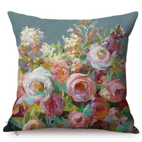 Floral Oil Painting Europe Vibe Home Decor Chair Cushion Cover Cherry Blossoms Garden Cotton Linen Sofa Pillow Case Cojines