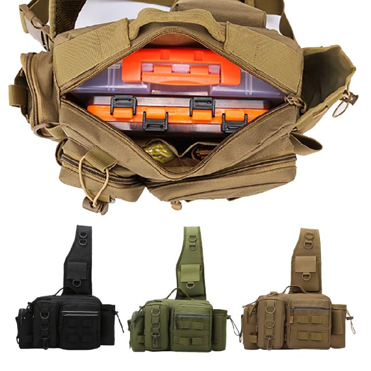 Splashproof Fishing Gear Storage Bag Fishing Tackle Backpack for Fishing Hiking Shoulder Pack Fanny Pack Nylon Bag