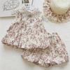Mädchen Blumen-Spitzenkragen Ärmelloses Top & Gänseblümchen-Shorts Set - Sommer 2026