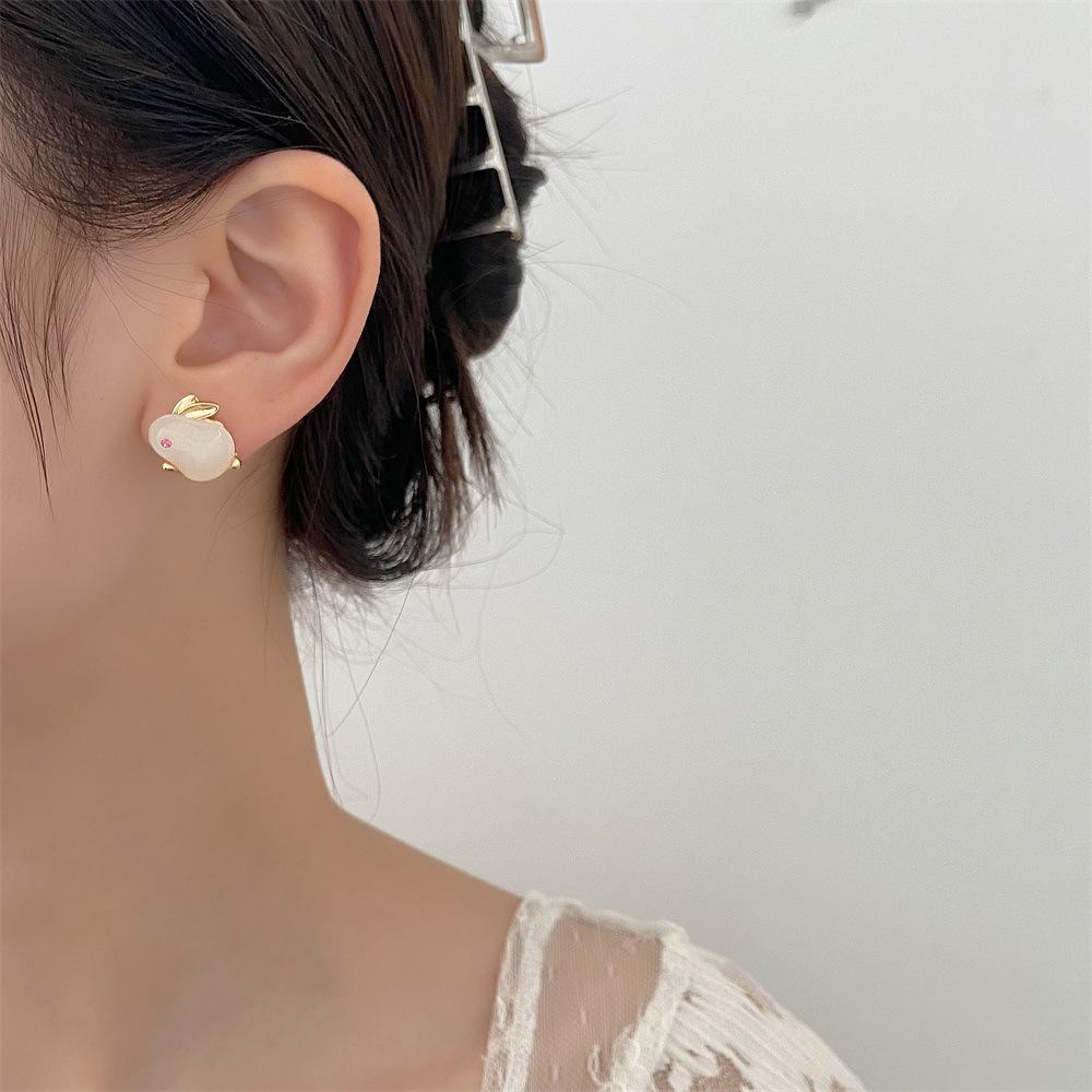 Asymmetrical Stainless Steel Rabbit Earrings - Cute Easter Ornament for Women
