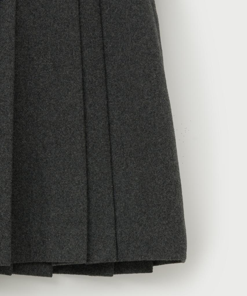 Seteo (W) Wool Blend Pleated Mini Skirt Charcoal