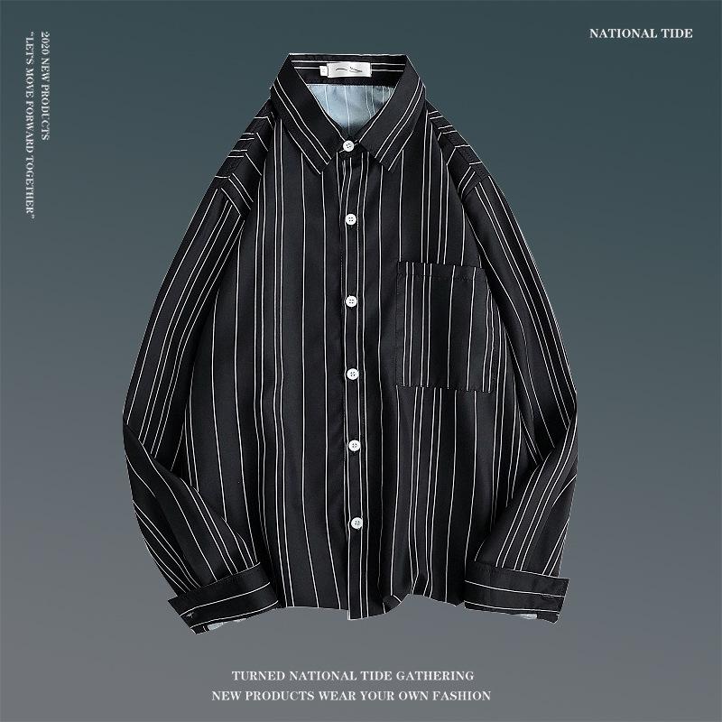 Camicia da Uomo Floreale Retro a Maniche Lunghe per la Primavera - Stile Coreano, Trendy, Versatile, Vestibilità Ampia, Top Stile Coppia Hong Kong.