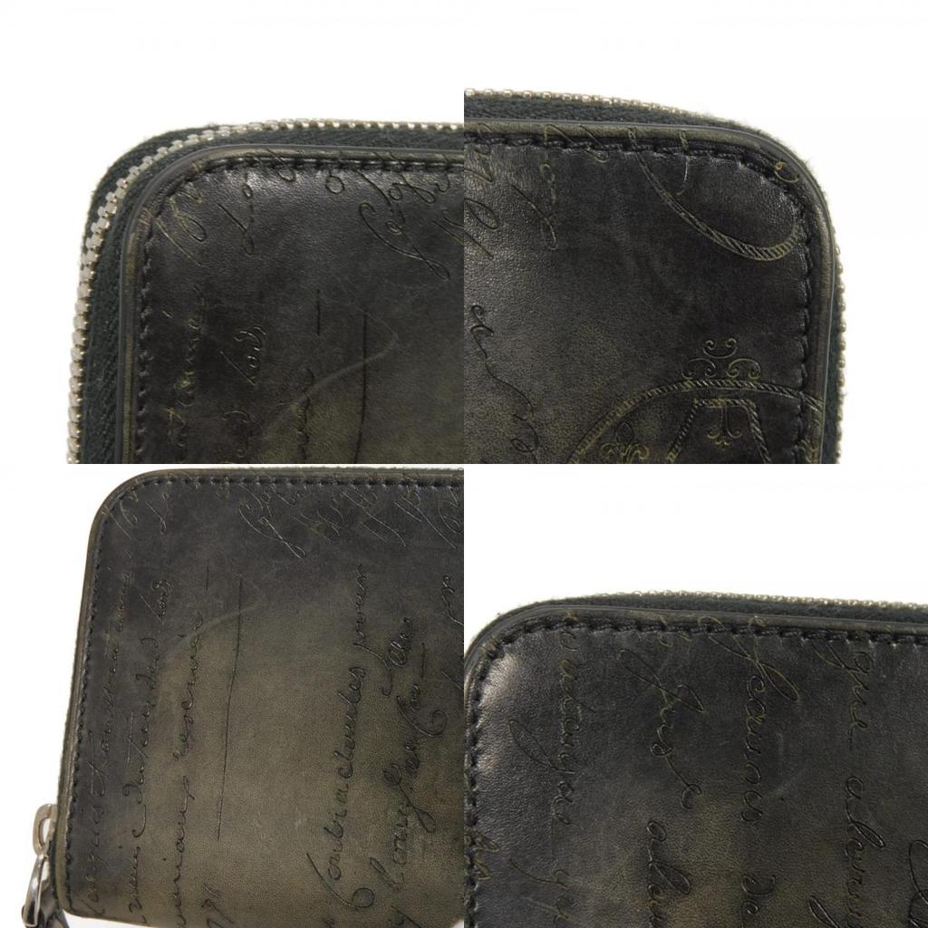 Used Wapa Money Purse 11828 7943 New Logo Scritto Leather Zip Around Nero Current Calligraphy Nero Grigio Men's from