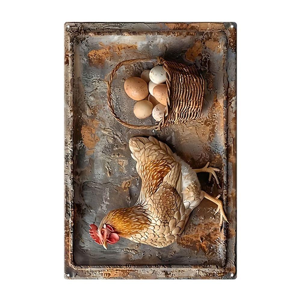 Metal Poster Chicken Easter Eggs Kitchen Decor 20x30cm