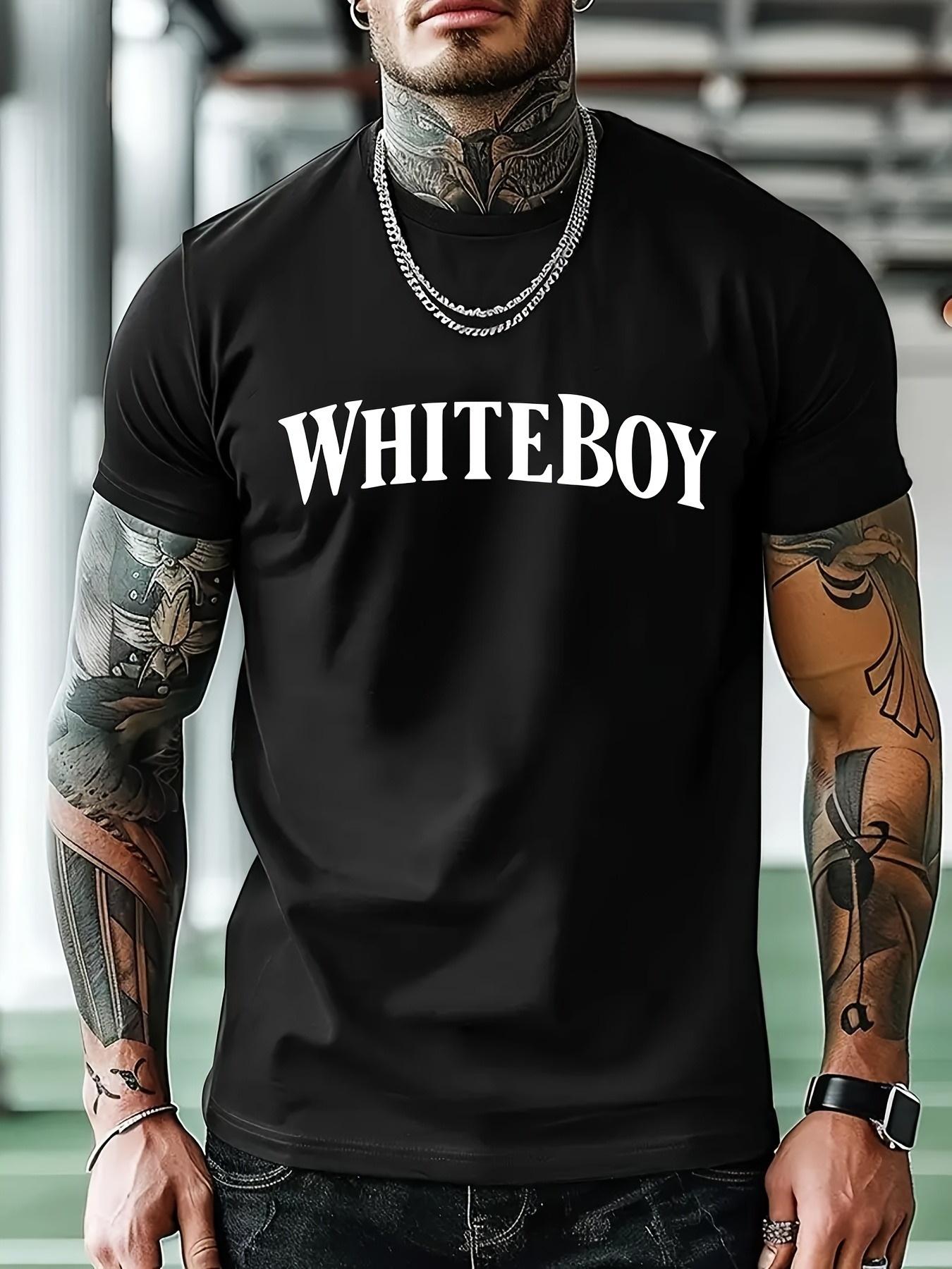 WHITEBOY  Graphic Tee - Casual Short Sleeve Crew Neck T-shirt S